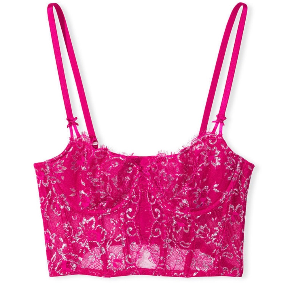 Victorias Secret hot pink lace corset